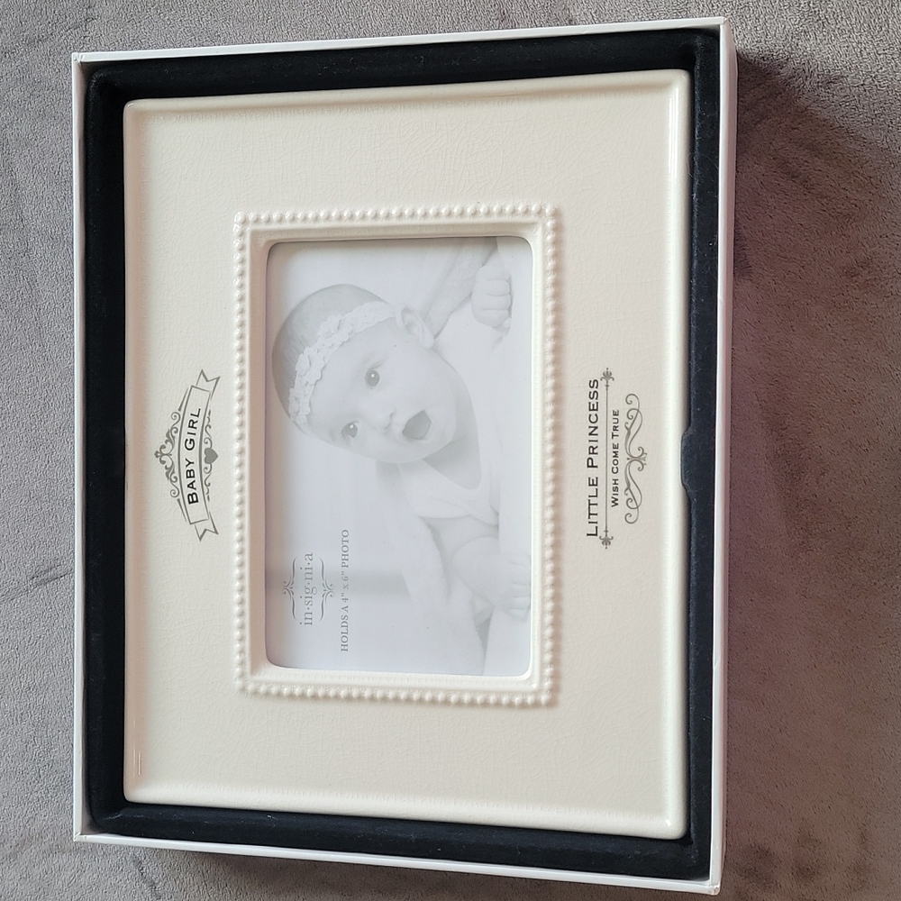 Insignia Little Princess Baby Girl Photo Frame, 9.5 inches X 7.5 inches Ivory